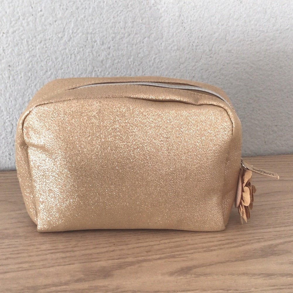 Lancome golden shimmery cosmetic bag